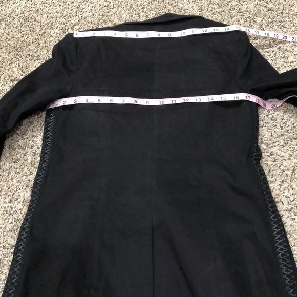 Little Joe Woman Blazer Suit Jacket Size Medium Black Whip Stitch Faux Leather - Picture 9 of 11